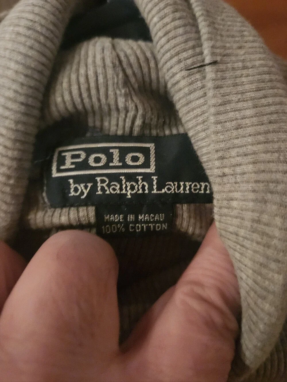 Polo by Ralph Lauren Men's Light Gray Ribbed Turtleneck Sweater Preowned